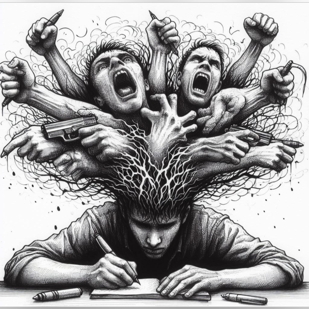Original Dynamic Black and White Art Print